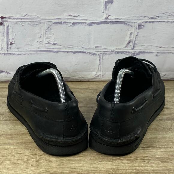 Sperry Authentic Original Black Leather Boat Shoes Men's Size 11.5 Slip Loafers - Picture 4 of 8